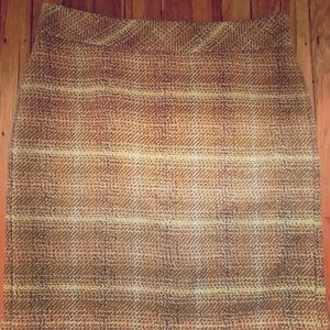 Jcrew Yellow/Tan Plaid Wool Pencil Skirt - Size 10